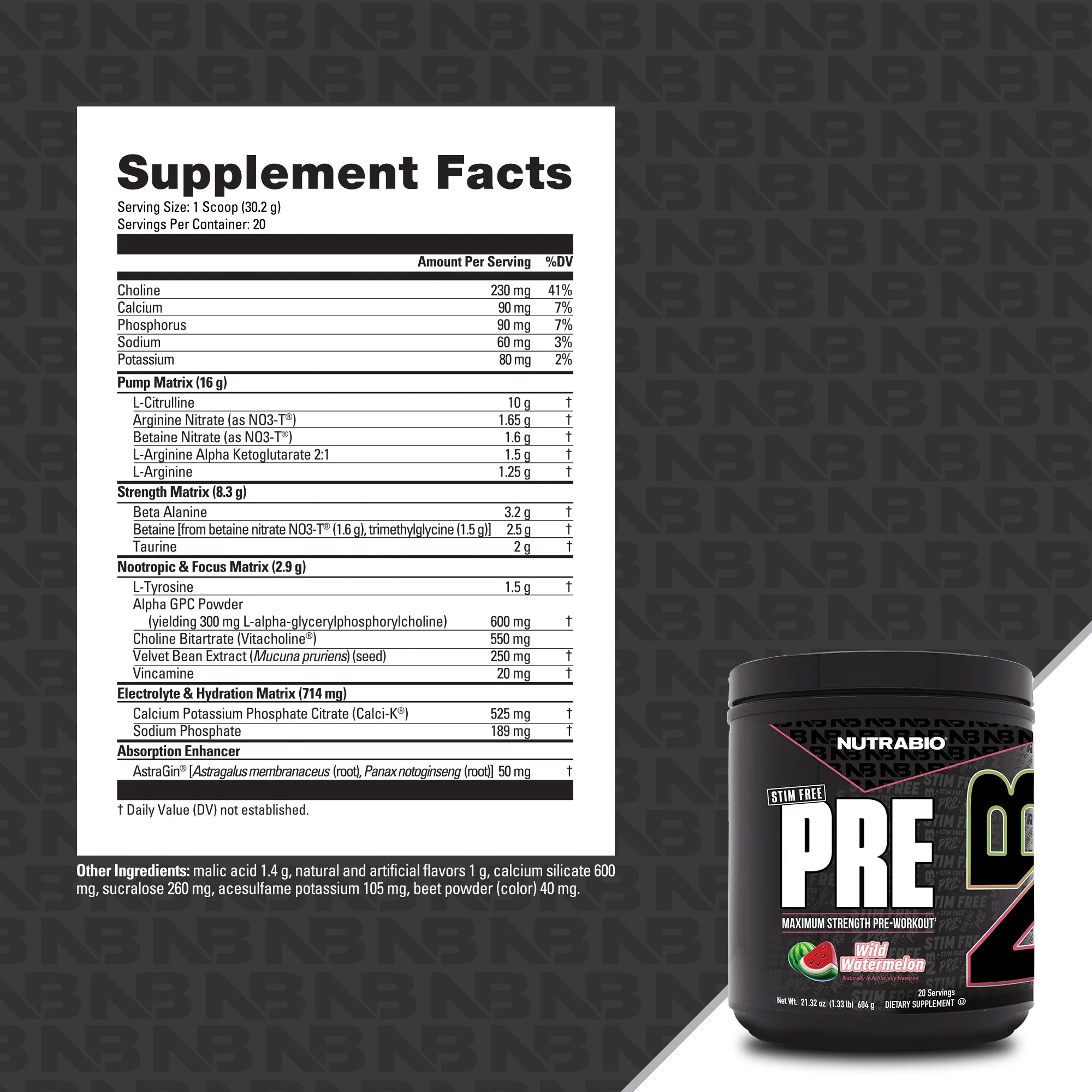 NutraBio Pre Stim-Free